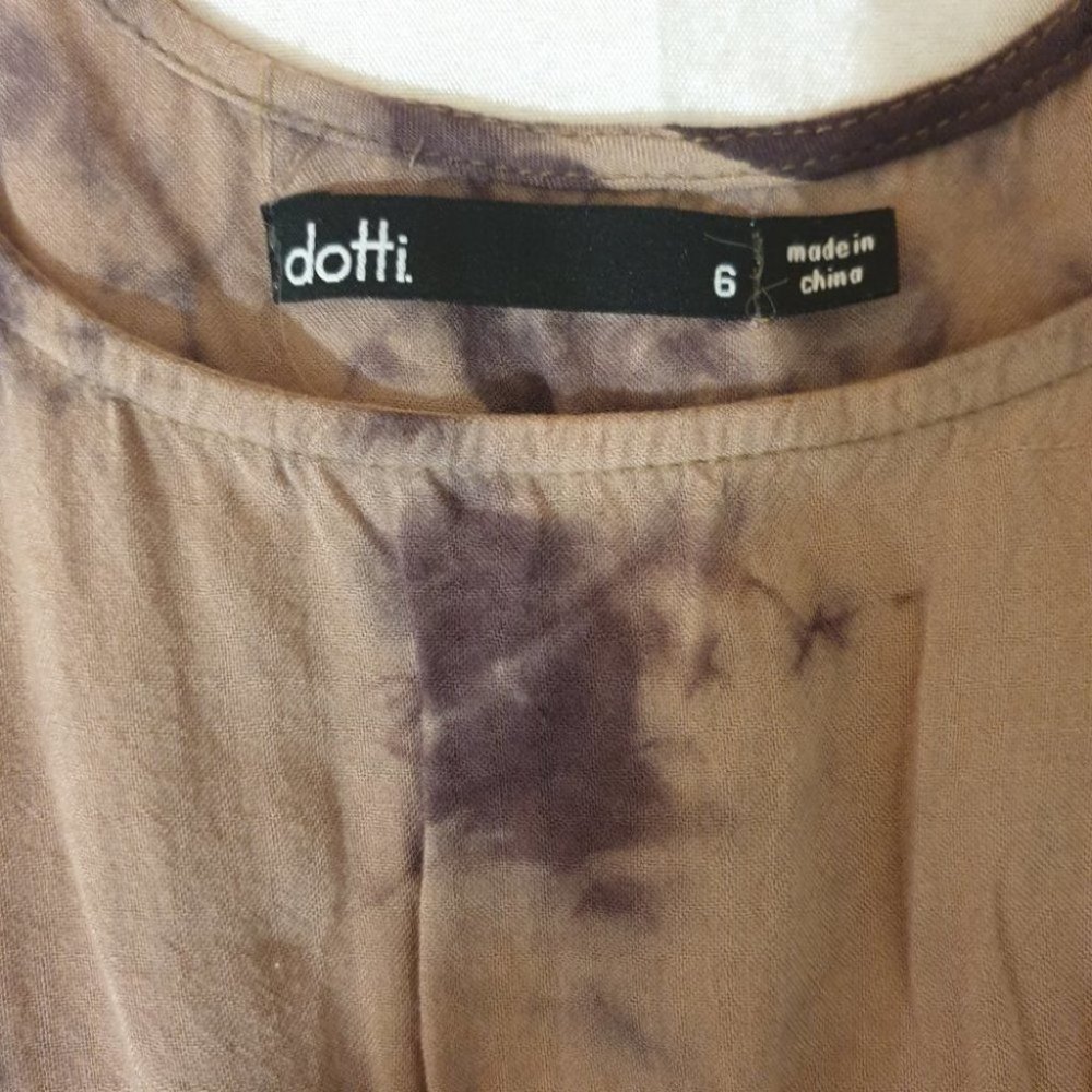 DOTTI AU-6 Brown Tie Dye Sleeveless Tunic / Short Dress - Very Good Condition - Picture 8 of 11